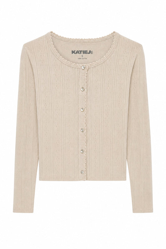 KATIE J NYC MARINA POINTELLE TEE SOLID OFF WHITE