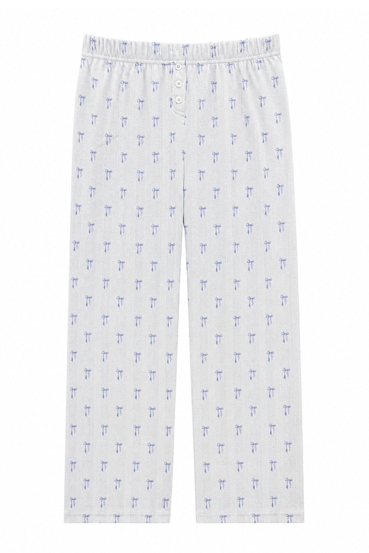 KATIE J NYC MARINA PRINTED POINTELLE LOUNGE PANT BLUE BOWS