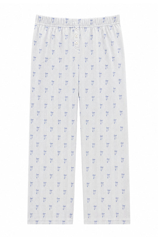 KATIE J NYC MARINA POINTELLE TEE PRINTED BLUE BOWS
