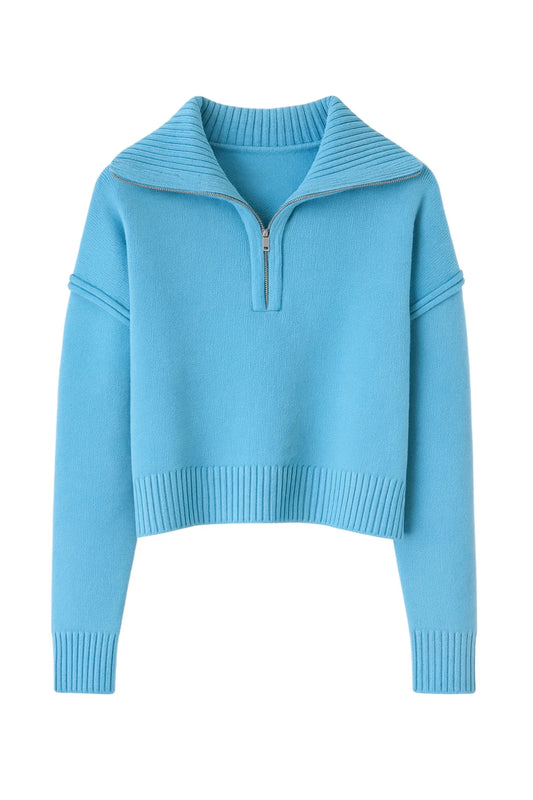 KATIE J - BG - TWEEN MARISSA QUARTER ZIP SWEATER - TURQUOISE