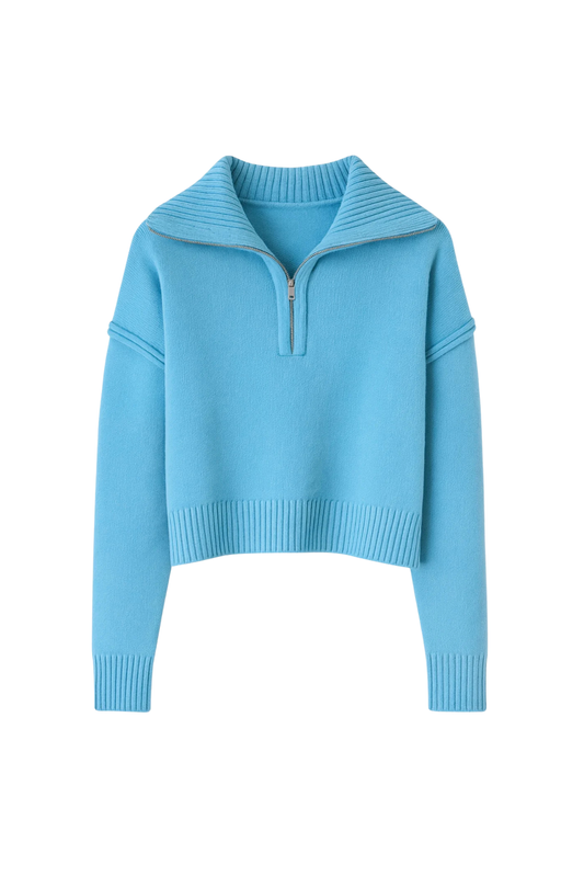KATIE J - BG - TWEEN MARISSA QUARTER ZIP SWEATER - TURQUOISE