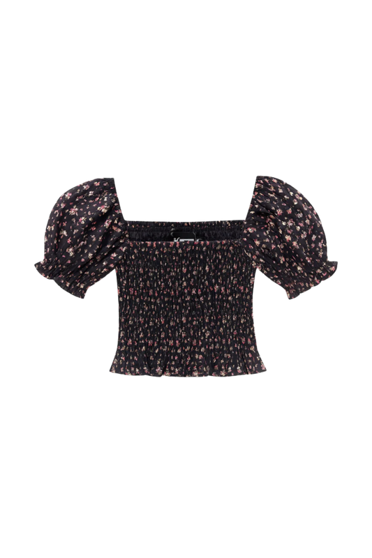 Katie J - BG - Marlee Printed Puff Sleeve - Midnight Floral