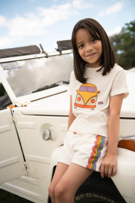MON COEUR - BG - RECYCLED COTTON RAINBOW WAVE SHORT - ANTIQUE WHITE