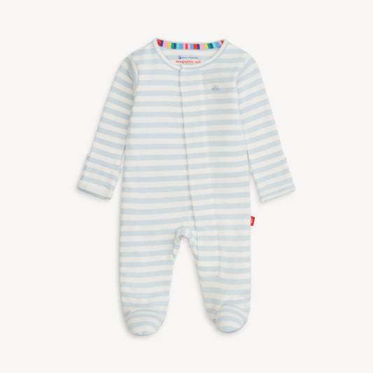 MAGNETIC ME - BBY - ORGANIC COTTON FOOTIE - BLUE STRIPE