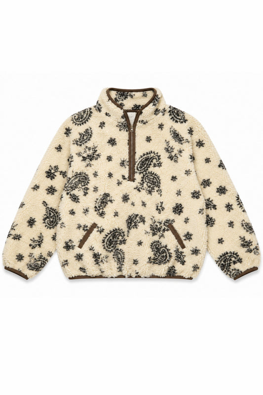 KATIE J NYC MILLY QUARTER ZIP BOHO PAISLEY