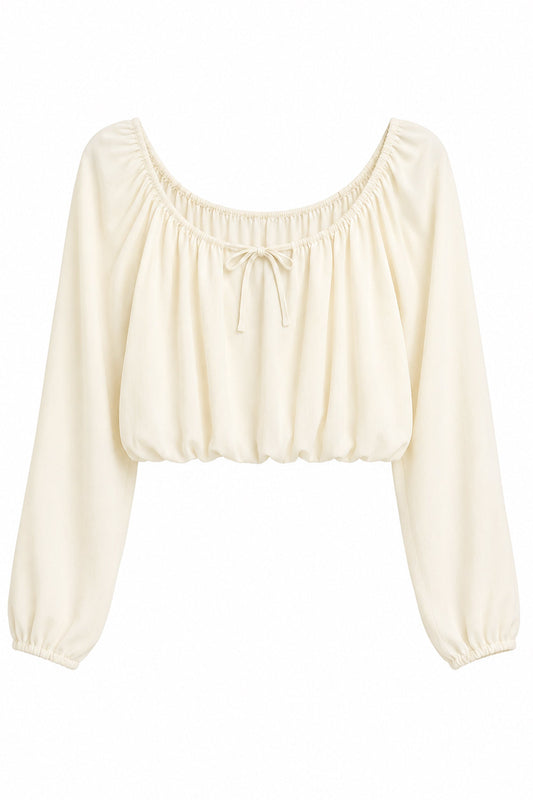 KATIE J NYC MONICA TOP IVORY SILKY GEORGETTE