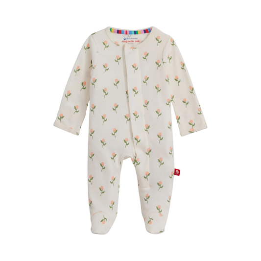 MAGNETIC ME - BBY - ORGANIC COTTON FOOTIE - FLORAL CHICKEN TENDER