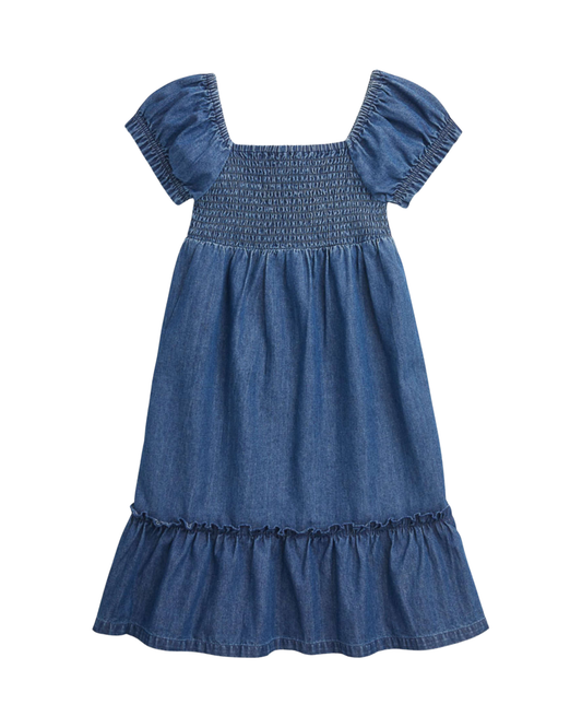 APPAMAN - BG - ROMA SMOCKED DRESS - MEDIUM BLUE CHAMBRAY