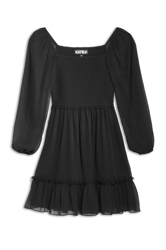KATIE J NYC MOLLY SOLID LS DRESS BLACK