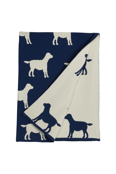Little English - Navy Lab Nursery Blanket