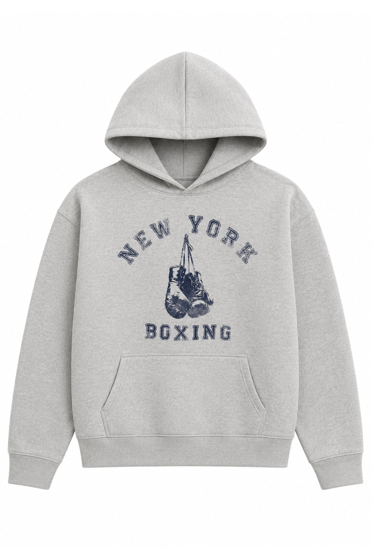 KATIE J NYC NY BOXING TEE HEATHER GREY EVENING BLUE