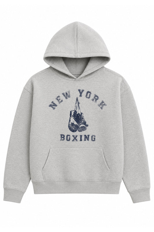 KATIE J NYC NY BOXING TEE HEATHER GREY EVENING BLUE