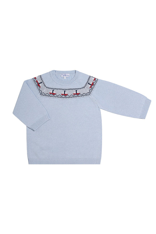 NELLAPIMA - TB - SAILBOAT KNIT SWEATER - BLUE