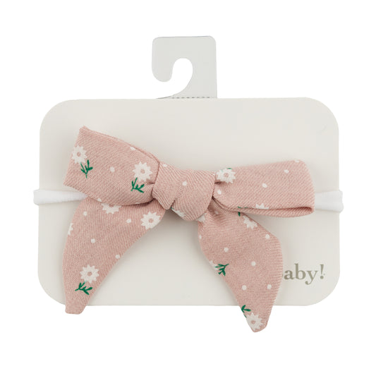 OH BABY! - ACC - SUNBURST BOW ON NYLON HEADBAND - BLUSH