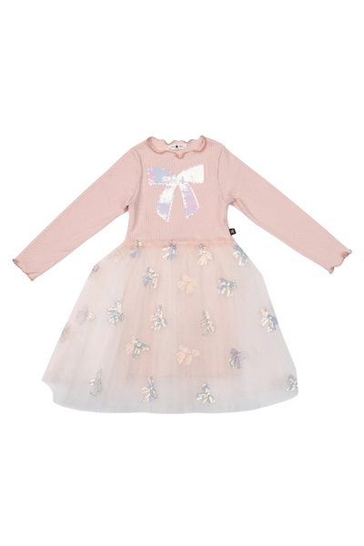 Petite Hailey - Pink Opal Bow Tutu Dress