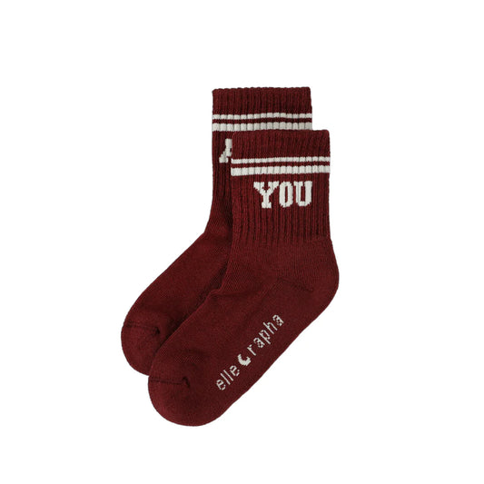 ELLA AND RAPHA - ACC - ADORE YOU KIDS SOCKS - BURGUNDY