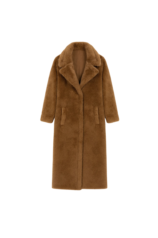 KATIE J - BG - TWEEN PADDIE LONG LENGTH SHERPA COAT - TEDDY BEAR BROWN