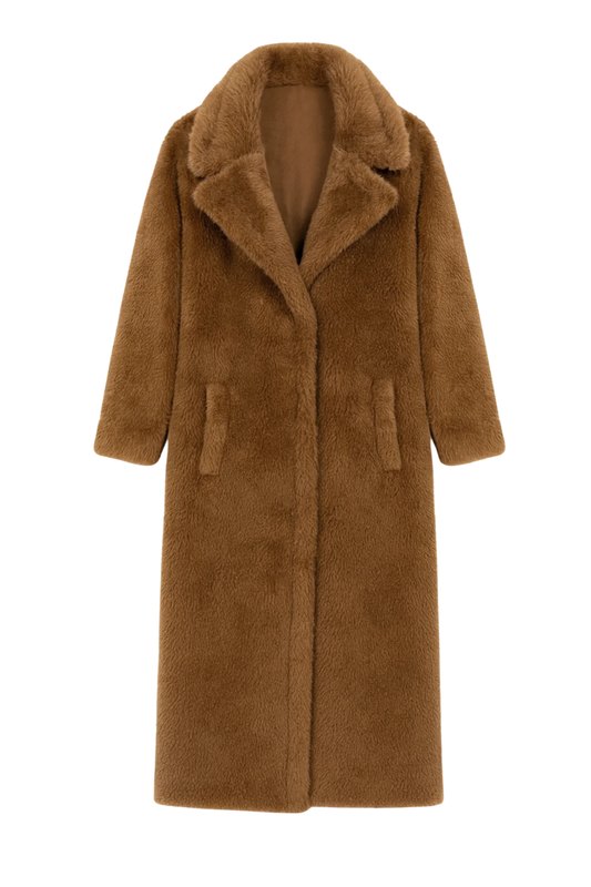 KATIE J - BG - TWEEN PADDIE LONG LENGTH SHERPA COAT - TEDDY BEAR BROWN