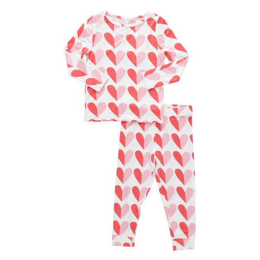 PINK CHIICKEN - BG - BAMBOO PJ SET - PINK HALF HEARTS