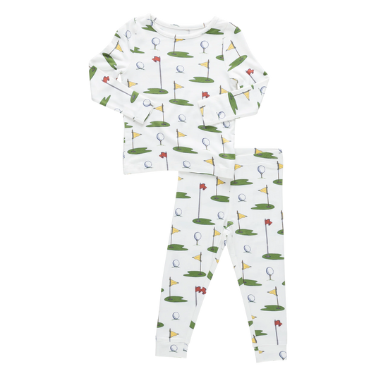PINK CHIICKEN - TB - BAMBOO PJ SET - CREAM GOLF TOURNAMENT