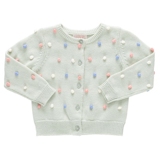 PINK CHICKEN - BG - GIRLS POM POM MAUDE SWEATER - LIGHT GREEN