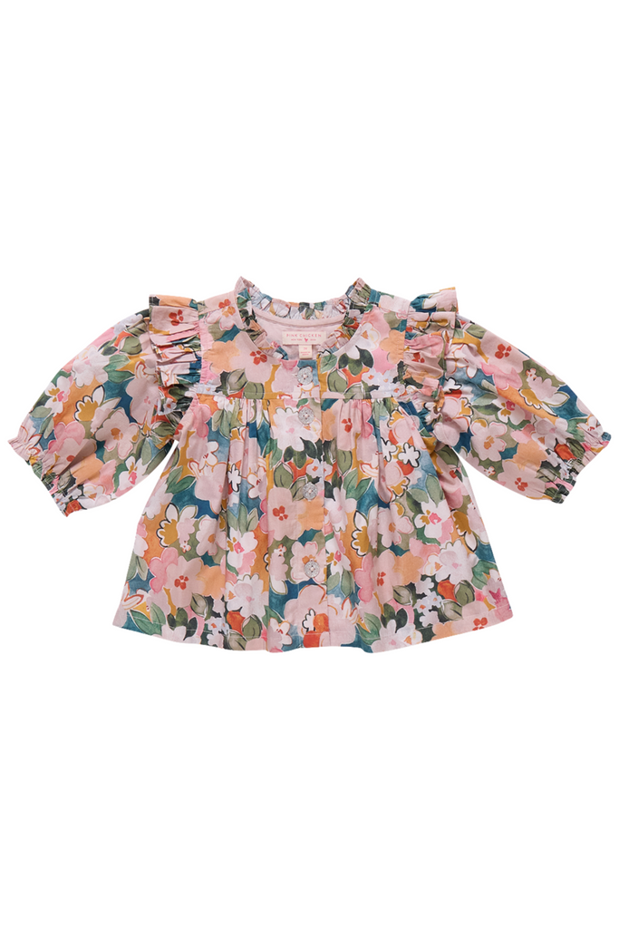 Pink Chicken - Watercolor Floral Kalani Button Up Top