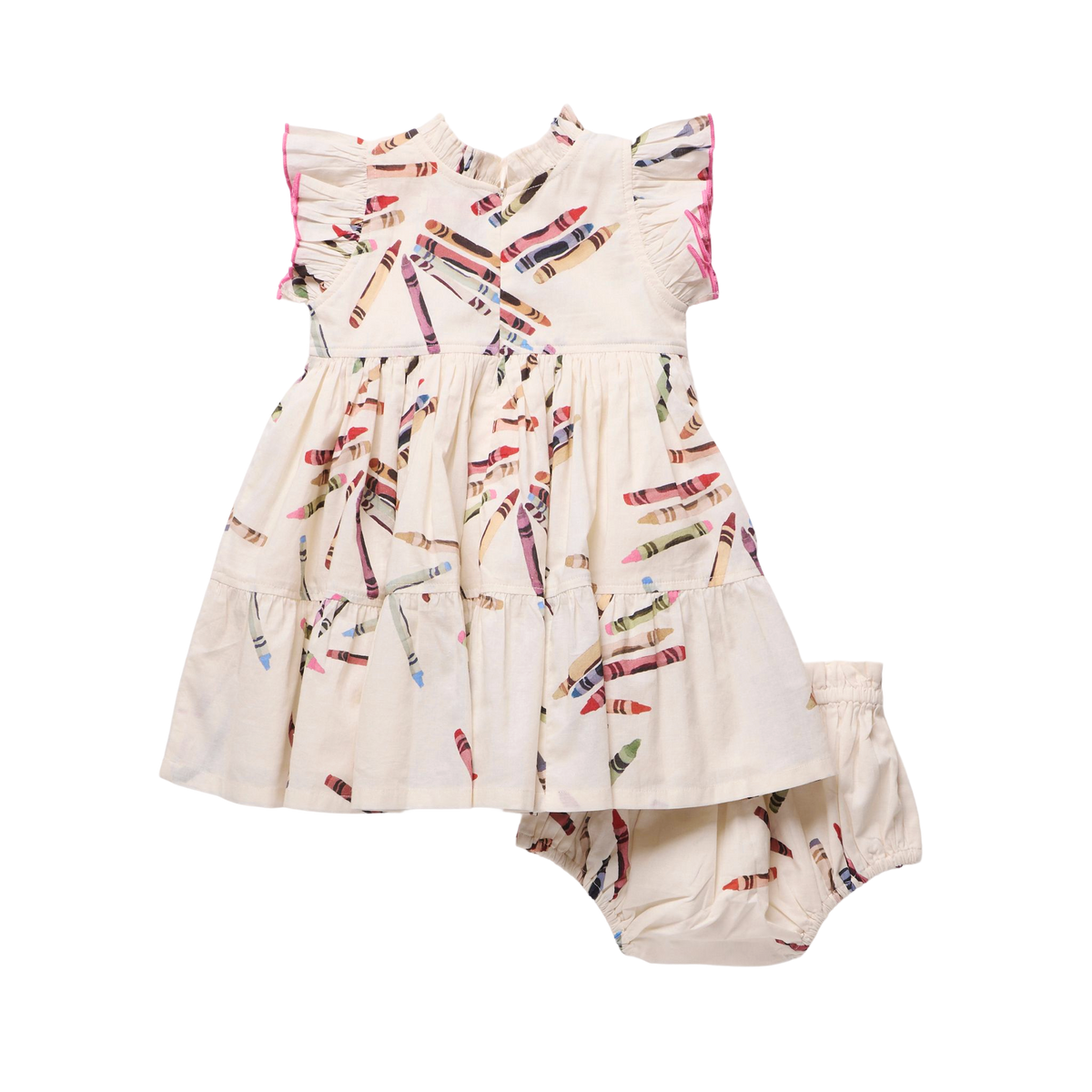 PINK CHICKEN - BBY - BABY GIRLS JENNIFER DRESS SET - TOSSED CRAYONS