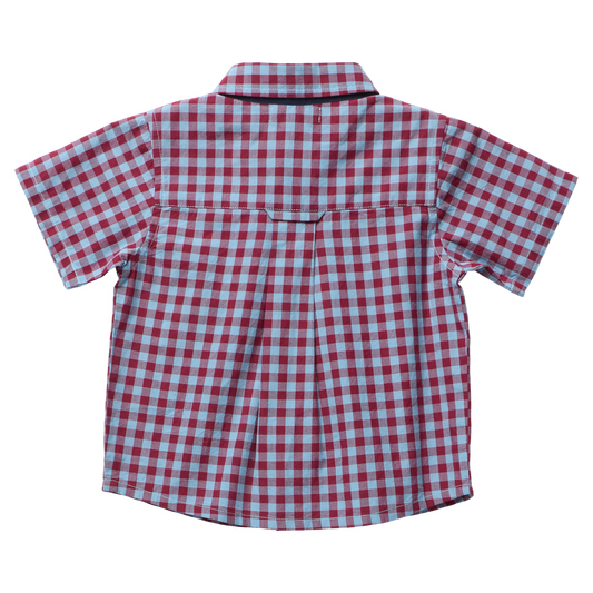 PINK CHICKEN - TB - BOYS JACK SHIRT - RED LIGHT BLUE CHECK