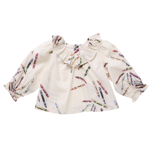 PINK CHICKEN - TG - GIRLS AMARA TOP - TOSSED CRAYONS