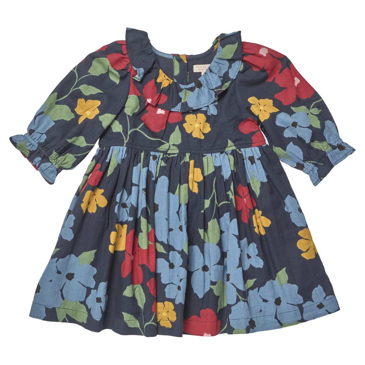 PINK CHICKEN - TG - GIRLS AMARA DRESS - NAVY HIBISCUS FLORAL