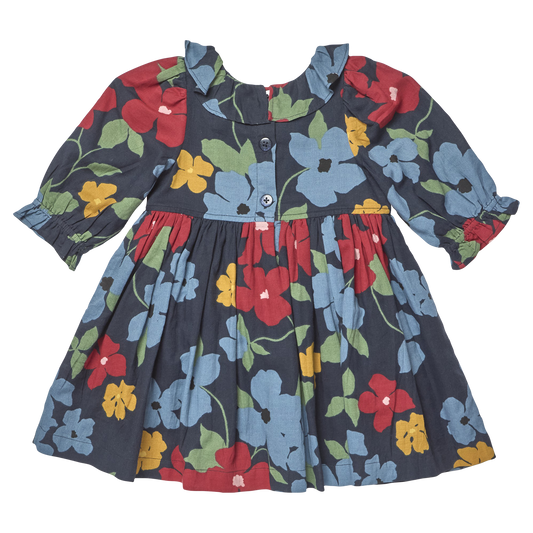PINK CHICKEN - TG - GIRLS AMARA DRESS - NAVY HIBISCUS FLORAL