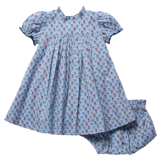 PINK CHICKEN - BBY - BABY GIRLS LUCIA DRESS SET - LIGHT BLUE CARNATION