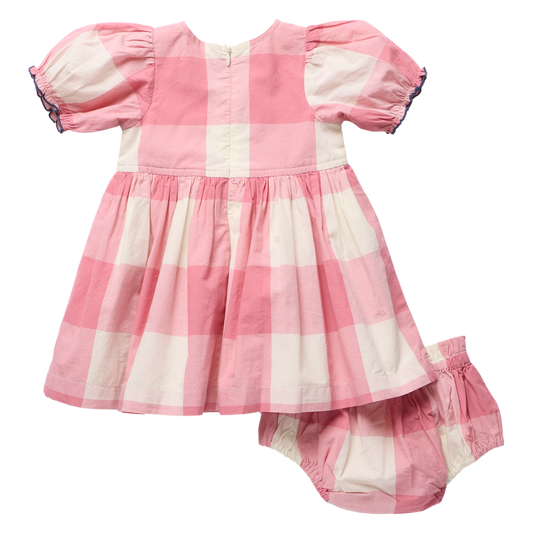 PINK CHICKEN - BBY - BABY GIRLS HERMIONE DRESS SET - PINK CHECK