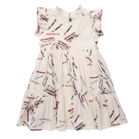 PINK CHICKEN - BG - GIRLS JENNIFER DRESS - TOSSED CRAYONS
