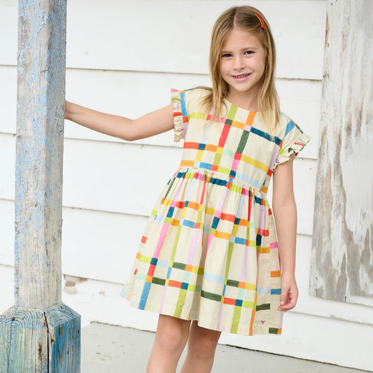 PINK CHICKEN - BG - GIRLS ADALINE DRESS - MULTI TATTERSALL
