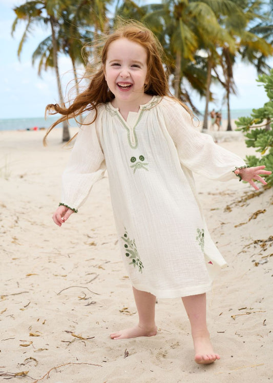 PINK CHICKEN - TG - GIRLS AVA DRESS - GREEN EMBROIDERY