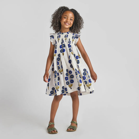PINK CHIICKEN - TG - GIRLS STEVIE DRESS - NAVY BUTTERCUP FLORAL