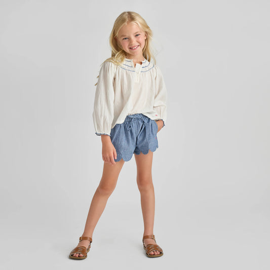 PINK CHICKEN - BG - GIRLS AVA TOP - ANTIQUE WHITE