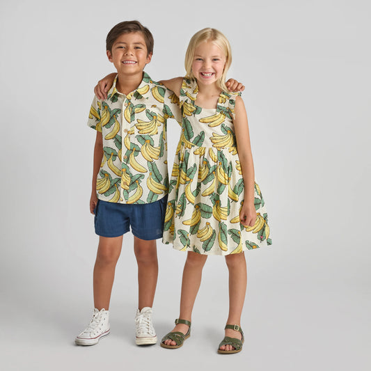 PINK CHICKEN - BG - GIRLS VIA DRESS - BANANA LEAVES