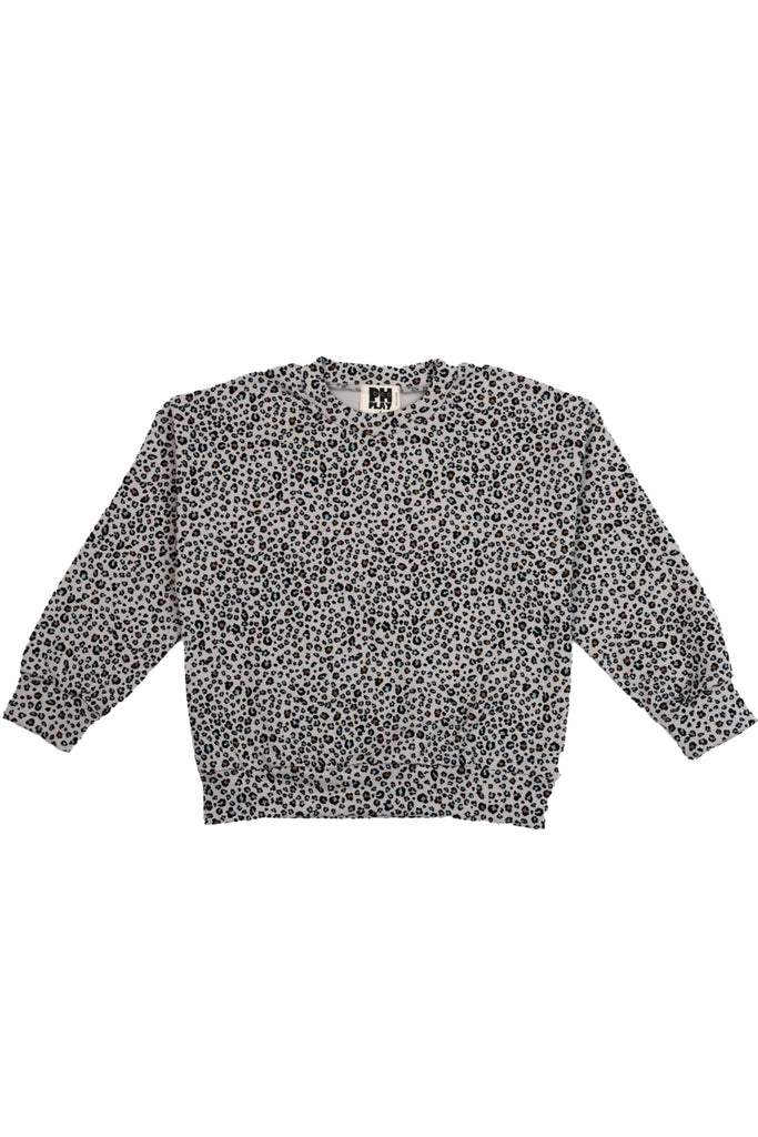 Petite Hailey - Stretch Play Sweatshirt Gray Leopard