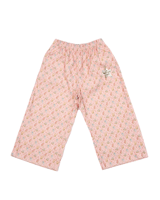 PETITE HAILEY - TG - VINTAGE FLOWER WIDE PANTS - PINK