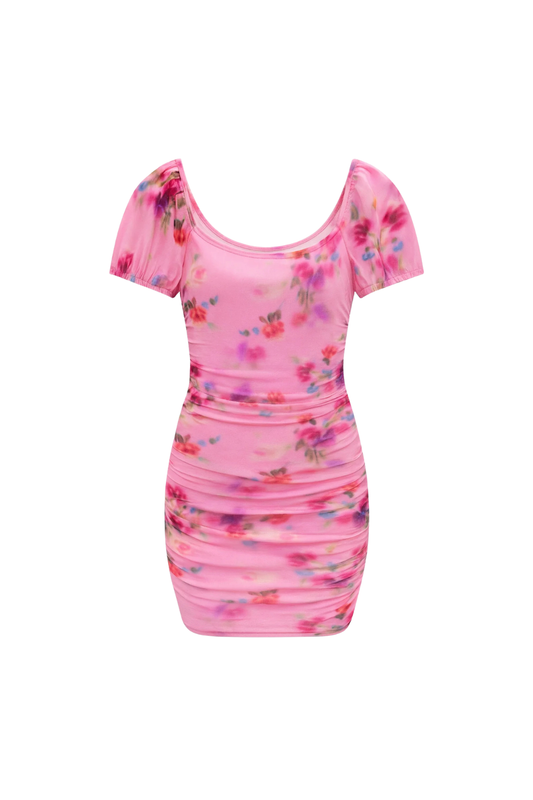 KATIE J - BG - TWEEN ANYA PRINT DRESS - PINK WATERCOLOR
