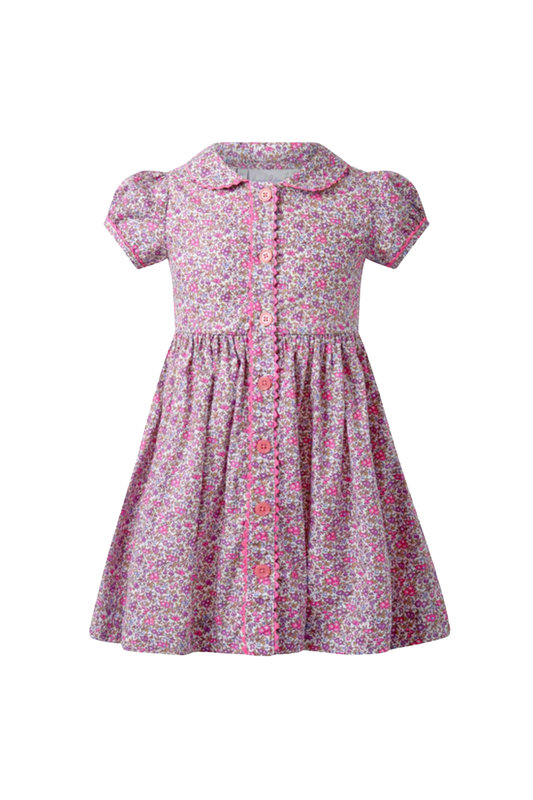 Rachel Riley - TG - Purple Floral Button Front Dress