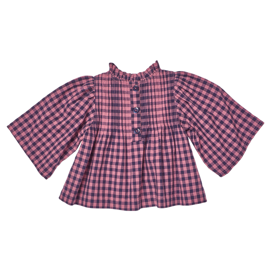 PINK CHICKEN - TG - GIRLS JAIPUR TOP - PINK BLUE CHECK