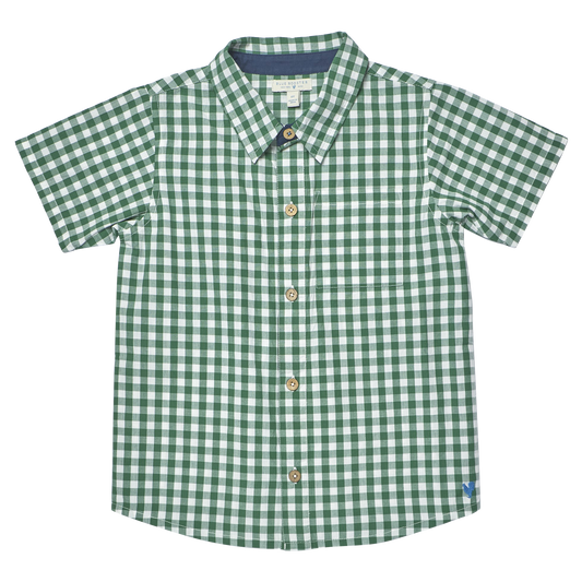 PINK CHICKEN - TB - BOYS JACK SHIRT - GREEN WHITE CHECK