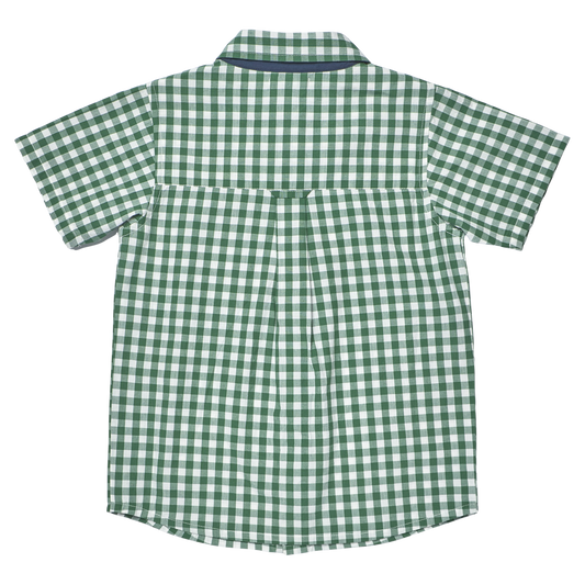 PINK CHICKEN - TB - BOYS JACK SHIRT - GREEN WHITE CHECK