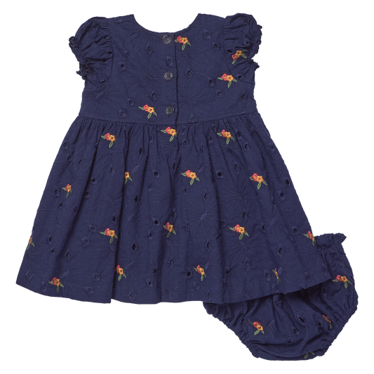 PINK CHICKEN - BBY - BABY GIRLS ELIZA DRESS SET - EYELET EMBROIDERY