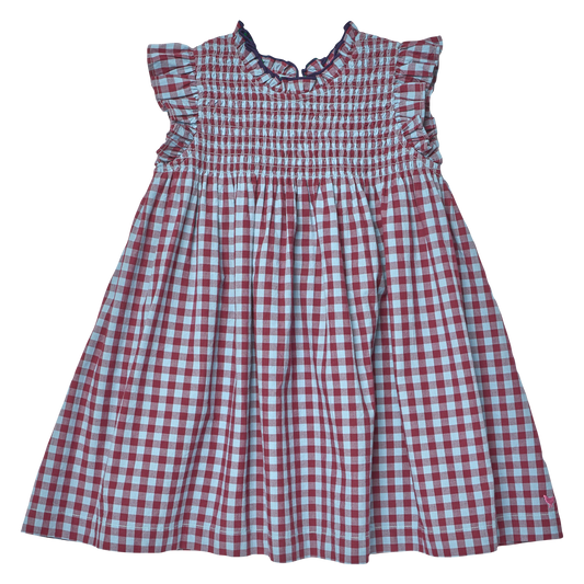 PINK CHICKEN - BG - GIRLS STEVIE DRESS - RED LIGHT BLUE CHECK