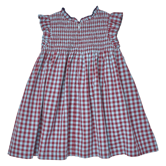 PINK CHICKEN - BG - GIRLS STEVIE DRESS - RED LIGHT BLUE CHECK