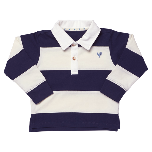 PINK CHICKEN - BB - BOYS ALBERT RUGBY SHIRT - NAVY WHITE